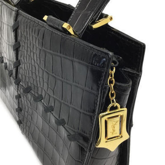 Yves Saint Laurent Crocodile Handbag Black - Picture 5 of 16